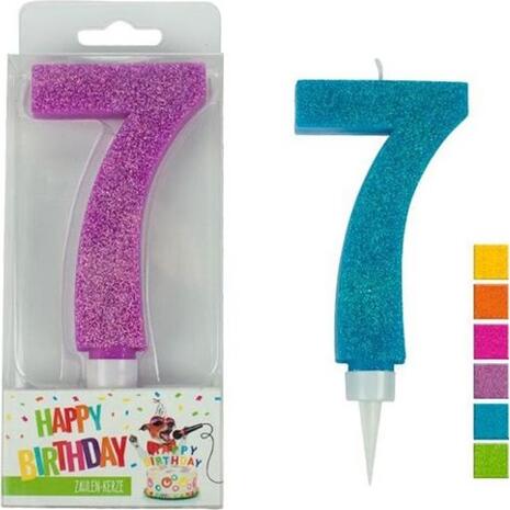 Κερί γενεθλίων Trend Glitter Maxi No 7 σε 6 διαφορετικά χρώματα
